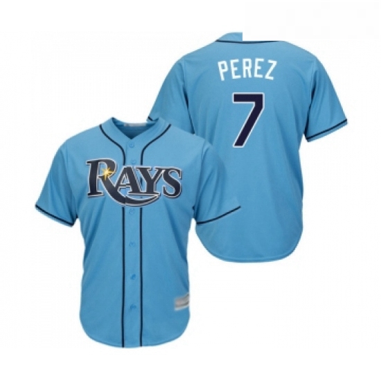 Youth Tampa Bay Rays 7 Michael Perez Replica Light Blue Alternate 2 Cool Base Baseball Jersey