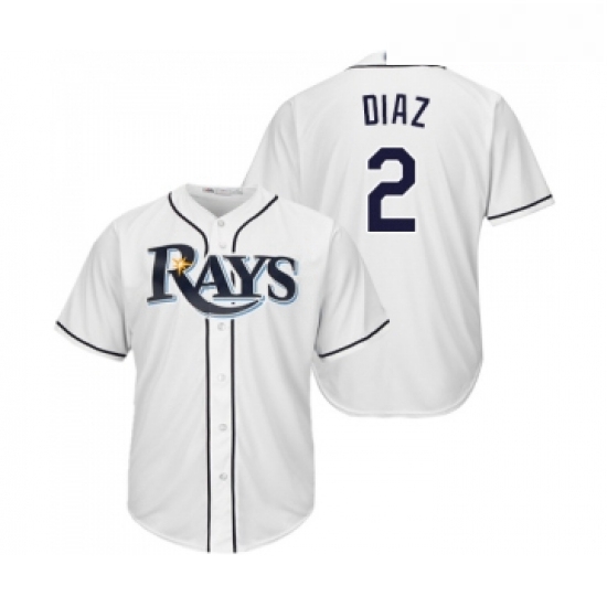 Youth Tampa Bay Rays 2 Yandy Diaz Replica White Home Cool Base Baseball Jersey