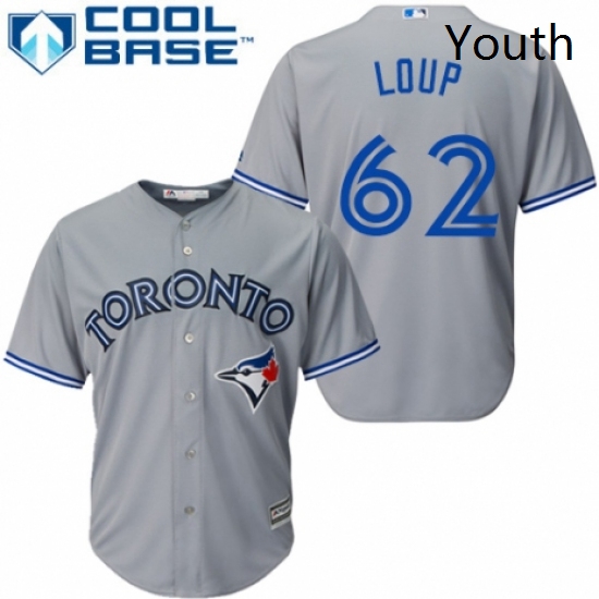 Youth Majestic Toronto Blue Jays 62 Aaron Loup Authentic Grey Road MLB Jersey