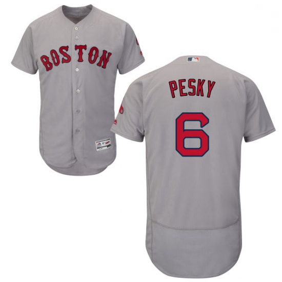 Mens Majestic Boston Red Sox 6 Johnny Pesky Grey Road Flex Base Authentic Collection MLB Jersey