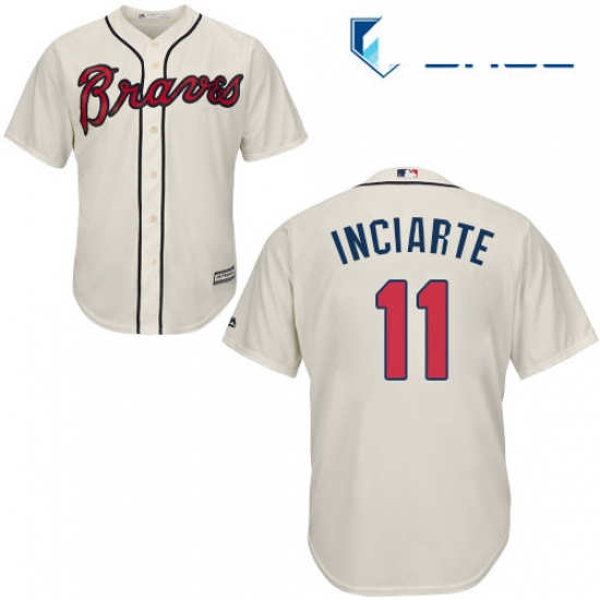 Youth Majestic Atlanta Braves 11 Ender Inciarte Authentic Cream Alternate 2 Cool Base MLB Jersey