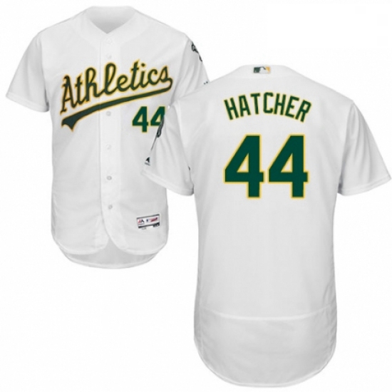 Mens Majestic Oakland Athletics 44 Chris Hatcher White Home Flex Base Authentic Collection MLB Jerse