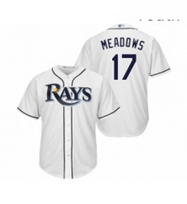 Youth Tampa Bay Rays 17 Austin Meadows Replica White Home Cool Base Baseball Jersey