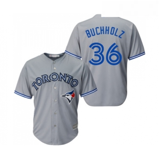 Youth Toronto Blue Jays 36 Clay Buchholz Authentic Grey Road Baseball Jersey