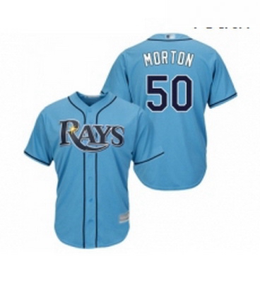 Youth Tampa Bay Rays 50 Charlie Morton Replica Light Blue Alternate 2 Cool Base Baseball Jersey