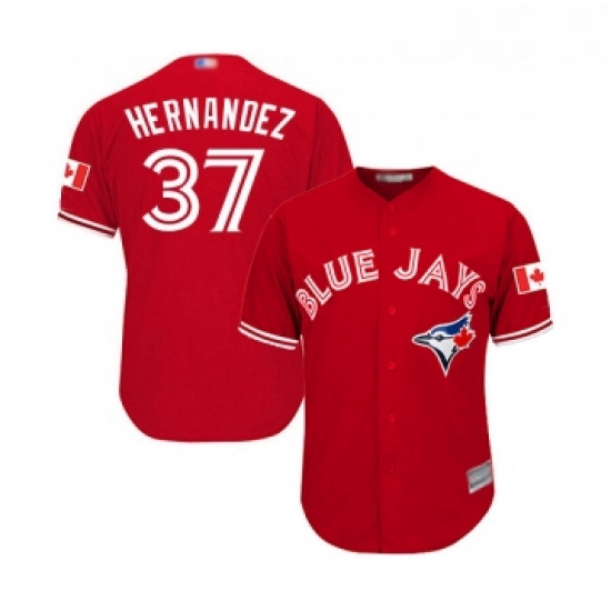 Youth Toronto Blue Jays 37 Teoscar Hernandez Replica Scarlet Alternate Baseball Jersey