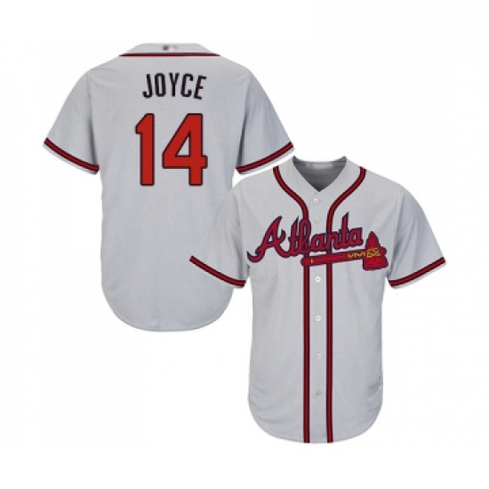 Youth Atlanta Braves 14 Matt Joyce Replica Grey Road Cool Base Baseball Jersey