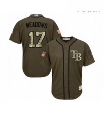 Youth Tampa Bay Rays 17 Austin Meadows Authentic Green Salute to Service Baseball Jersey