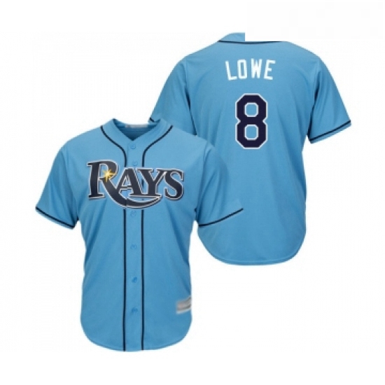 Youth Tampa Bay Rays 8 Brandon Lowe Replica Navy Blue Alternate Cool Base Baseball Jersey