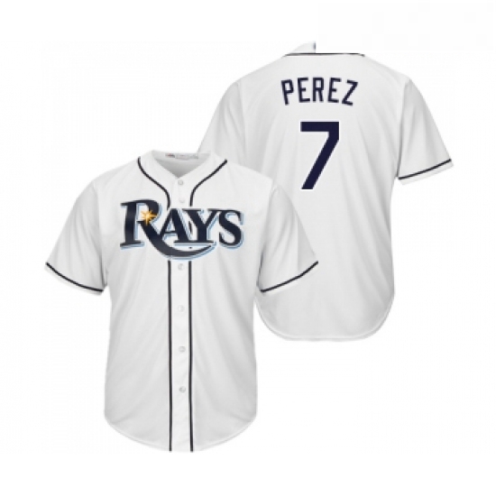 Youth Tampa Bay Rays 7 Michael Perez Replica White Home Cool Base Baseball Jersey