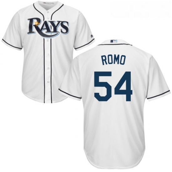 Youth Majestic Tampa Bay Rays 54 Sergio Romo Authentic White Home Cool Base MLB Jersey