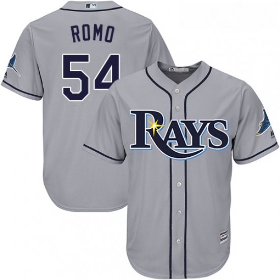 Youth Majestic Tampa Bay Rays 54 Sergio Romo Replica Grey Road Cool Base MLB Jersey