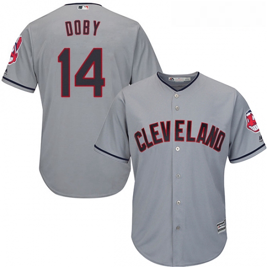 Youth Majestic Cleveland Indians 14 Larry Doby Authentic Grey Ro