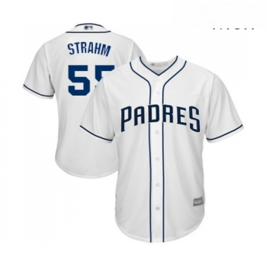 Mens San Diego Padres 55 Matt Strahm Replica White Home Cool Base Baseball Jersey