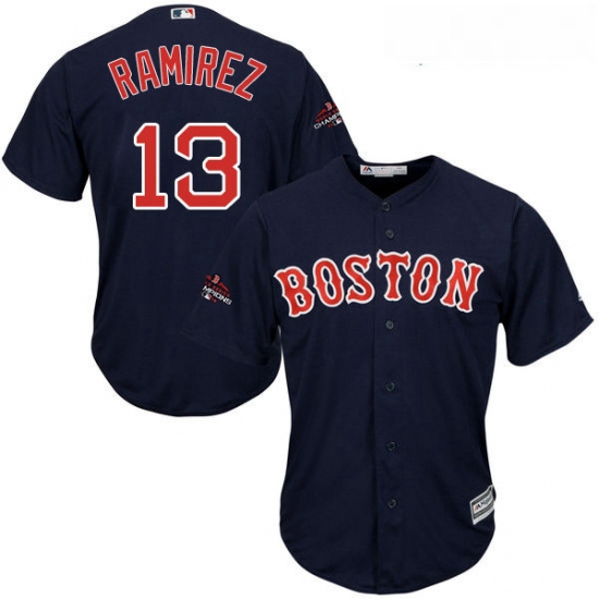 Youth Majestic Boston Red Sox 13 Hanley Ramirez Authentic Navy Blue Alternate Road Cool Base 2018 Wo