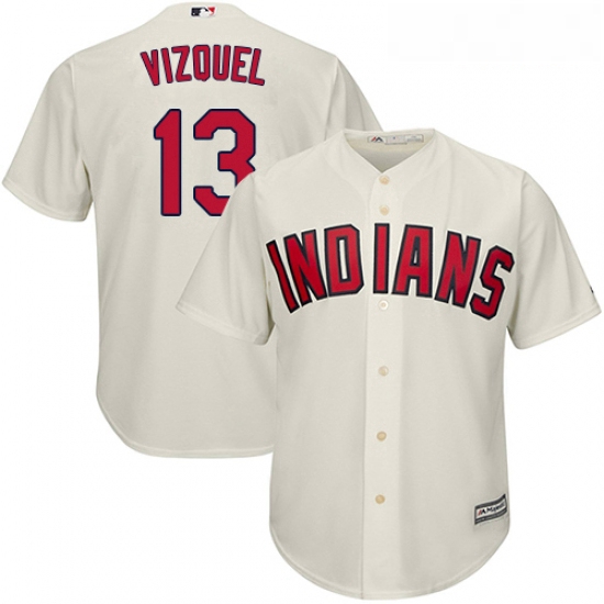 Youth Majestic Cleveland Indians 13 Omar Vizquel Replica Cream A