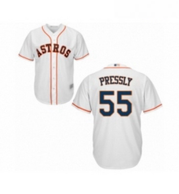 Youth Houston Astros 55 Ryan Pressly Authentic White Home Cool Base Baseball Jersey