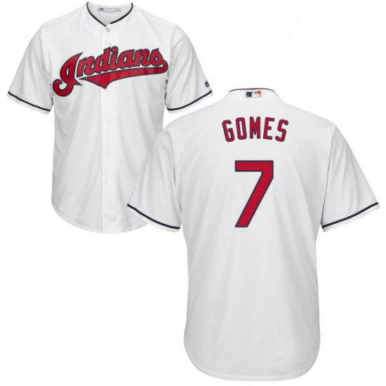 Youth Majestic Cleveland Indians 7 Yan Gomes Replica White Home Cool Base MLB Jersey