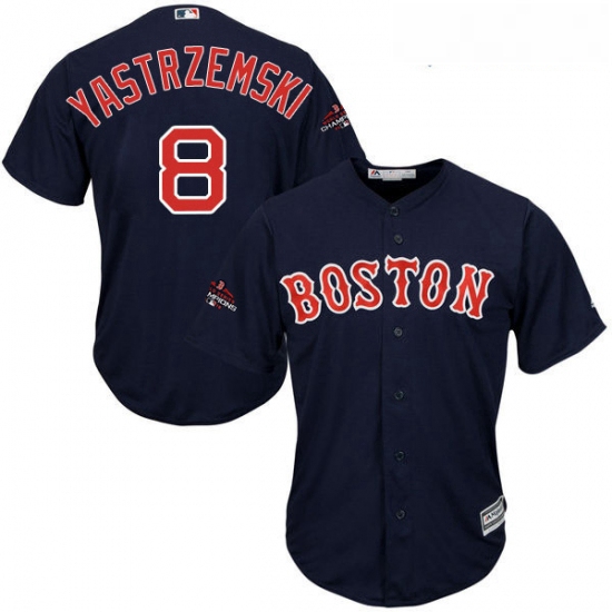 Youth Majestic Boston Red Sox 8 Carl Yastrzemski Authentic Navy Blue Alternate Road Cool Base 2018 W