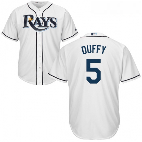 Youth Majestic Tampa Bay Rays 5 Matt Duffy Replica White Home Cool Base MLB Jersey