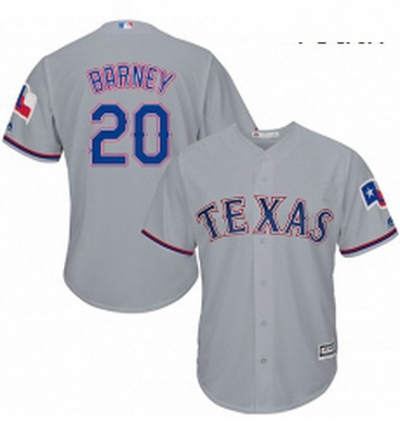 Youth Majestic Texas Rangers 20 Darwin Barney Replica Grey Road Cool Base MLB Jersey