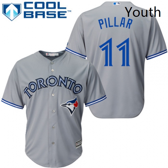 Youth Majestic Toronto Blue Jays 11 Kevin Pillar Replica Grey Road MLB Jersey