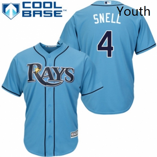 Youth Majestic Tampa Bay Rays 4 Blake Snell Replica Light Blue Alternate 2 Cool Base MLB Jersey