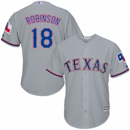 Youth Majestic Texas Rangers 18 Drew Robinson Replica Grey Road Cool Base MLB Jersey