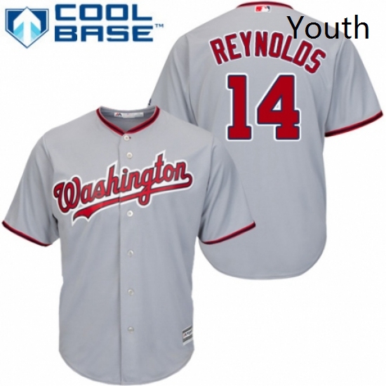 Youth Majestic Washington Nationals 14 Mark Reynolds Authentic Grey Road Cool Base MLB Jersey