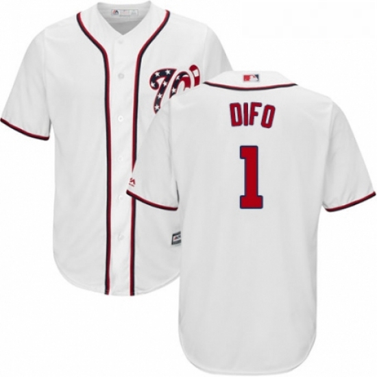 Youth Majestic Washington Nationals 1 Wilmer Difo Authentic White Home Cool Base MLB Jersey