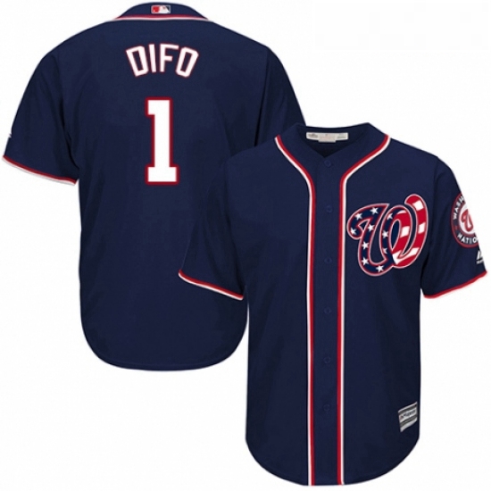 Youth Majestic Washington Nationals 1 Wilmer Difo Replica Navy Blue Alternate 2 Cool Base MLB Jersey