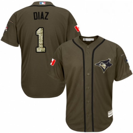 Youth Majestic Toronto Blue Jays 1 Aledmys Diaz Authentic Green Salute to Service MLB Jersey