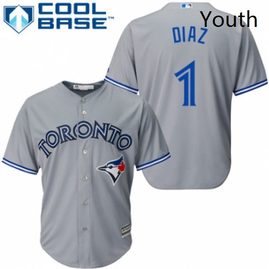 Youth Majestic Toronto Blue Jays 1 Aledmys Diaz Replica Grey Road MLB Jersey