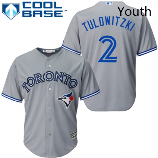 Youth Majestic Toronto Blue Jays 2 Troy Tulowitzki Authentic Grey Road MLB Jersey