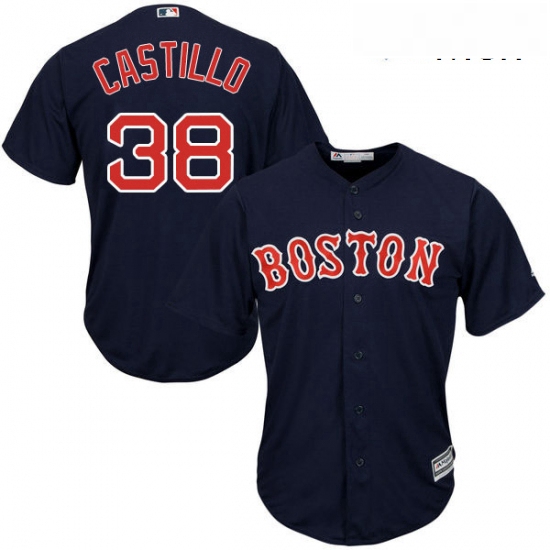 Mens Majestic Boston Red Sox 38 Rusney Castillo Replica Navy Blue Alternate Road Cool Base MLB Jerse