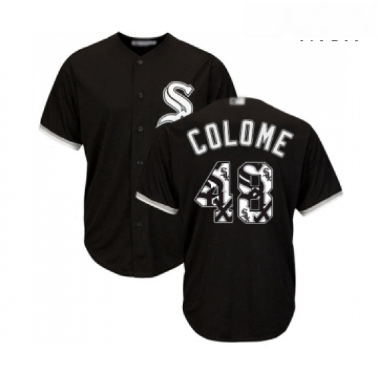 Mens Chicago White Sox 48 Alex Colome Authentic Black Team Logo Fashion Cool Base Baseball Jersey