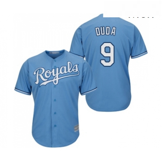 Mens Kansas City Royals 9 Lucas Duda Replica Light Blue Alternate 1 Cool Base Baseball Jersey