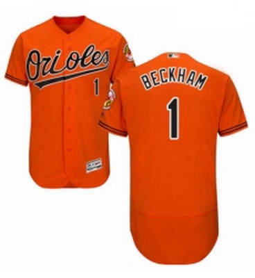 Mens Majestic Baltimore Orioles 1 Tim Beckham Orange Alternate Flex Base Authentic Collection MLB Je