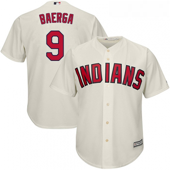 Youth Majestic Cleveland Indians 9 Carlos Baerga Replica Cream Alternate 2 Cool Base MLB Jersey