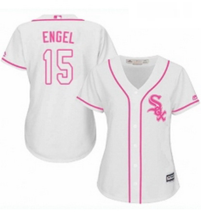 Womens Majestic Chicago White Sox 15 Adam Engel Replica White Fashion Cool Base MLB Jersey