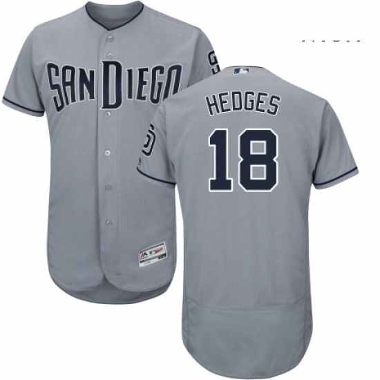 Mens Majestic San Diego Padres 18 Austin Hedges Authentic Grey Road Cool Base MLB Jersey