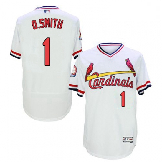 Mens Majestic St Louis Cardinals 1 Ozzie Smith White Flexbase Authentic Collection Cooperstown MLB J