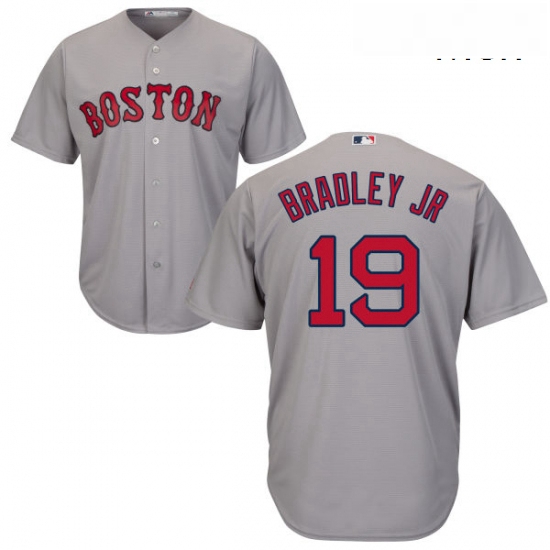 Mens Majestic Boston Red Sox 19 Jackie Bradley Jr Replica Grey Road Cool Base MLB Jersey