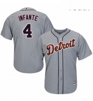 Youth Majestic Detroit Tigers 4 Omar Infante Authentic Grey Road Cool Base MLB Jersey