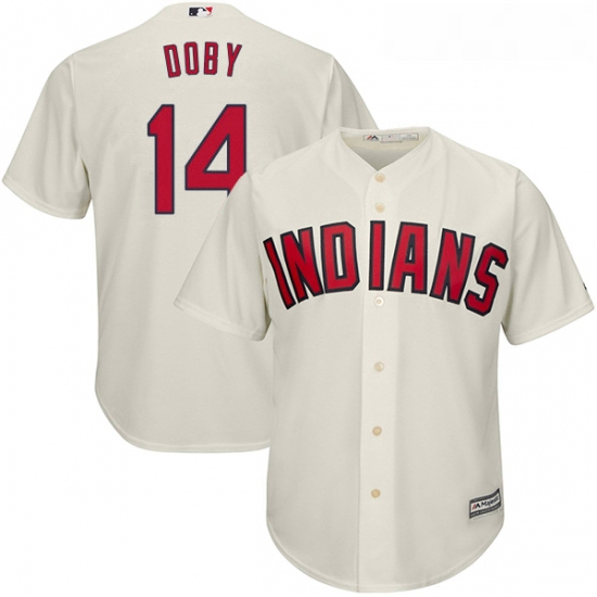 Youth Majestic Cleveland Indians 14 Larry Doby Replica Cream Alternate 2 Cool Base MLB Jersey