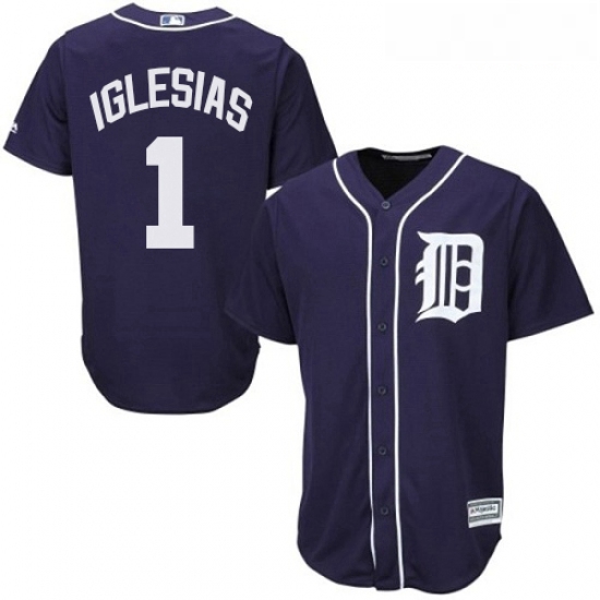 Youth Majestic Detroit Tigers 1 Jose Iglesias Replica Navy Blue Cool Base MLB Jersey