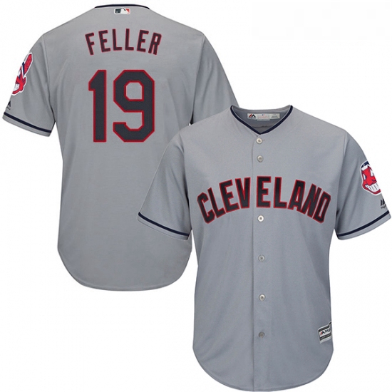 Youth Majestic Cleveland Indians 19 Bob Feller Replica Grey Road