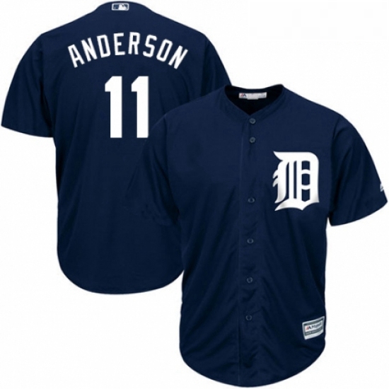 Youth Majestic Detroit Tigers 11 Sparky Anderson Replica Navy Blue Alternate Cool Base MLB Jersey