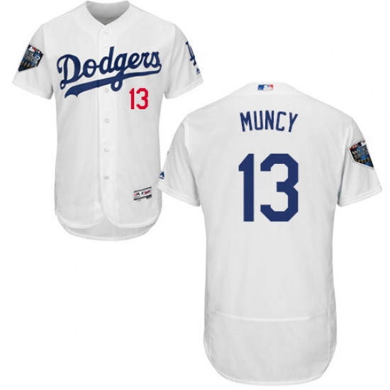 Mens Majestic Los Angeles Dodgers 13 Max Muncy White Home Flex Base Authentic Collection 2018 World 