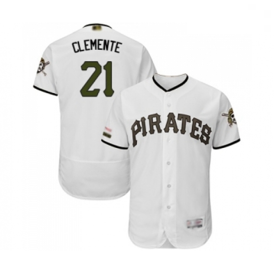 Mens Pittsburgh Pirates 21 Roberto Clemente White Alternate Authentic Collection Flex Base Baseball 